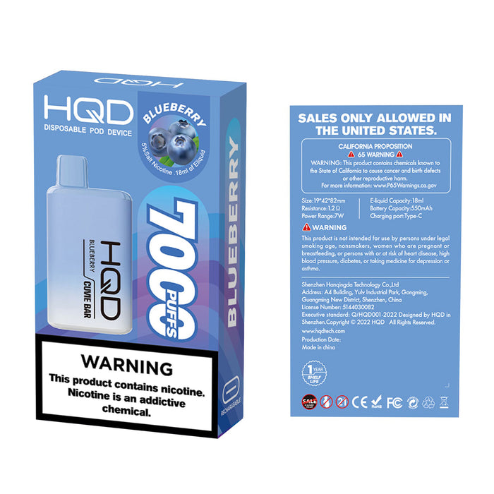Hqd Cuvie Bar 7000 Puffs Blueberry Vape