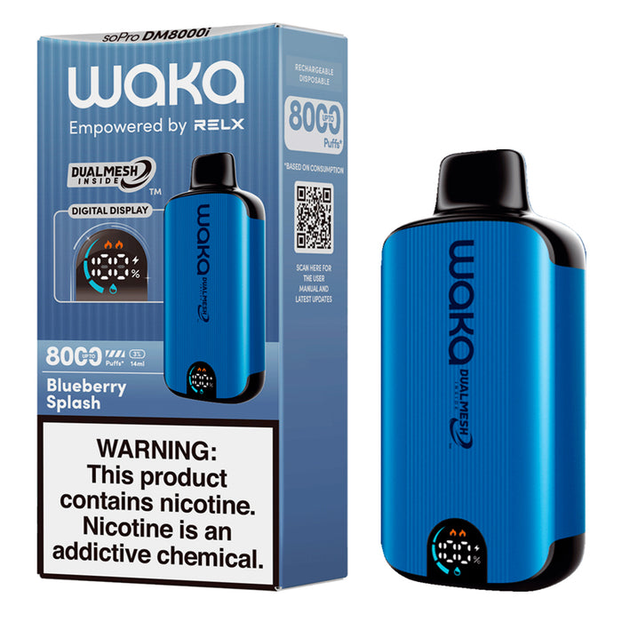 Waka Dual Mesh Blueberry Splash Vape 3% Nicotina 8000 Puff