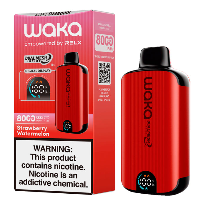 Waka Dual Mesh Strawberry Watermelon Vape 3 Nicotina 8000 Puff