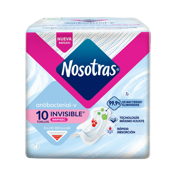 Toallitas Femeninas Nosotras Antibacterial Invisible Rapigel X 10 Unidades