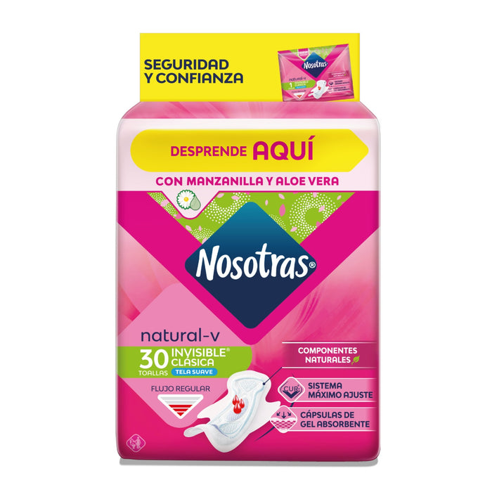 Toallitas Femeninas Nosotras Clásica Invisible X 30 Unidades