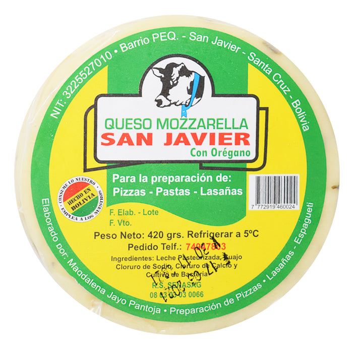 San javier queso muzzarella con oregano x 420gr