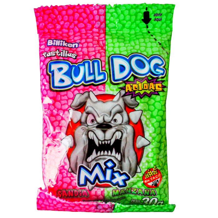 Bull Dog Pastillas Acidas Mix X 30G Sandia-Manzana