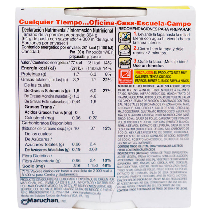 Sopa Maruchan Vaso Sabor A Pollo X 64G