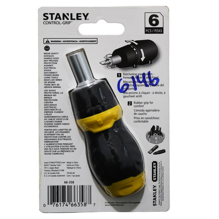 Destornillador Corto Stanley Control Grip X 6 Piezas