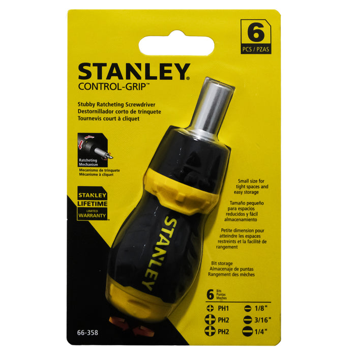Destornillador Corto Stanley Control Grip X 6 Piezas