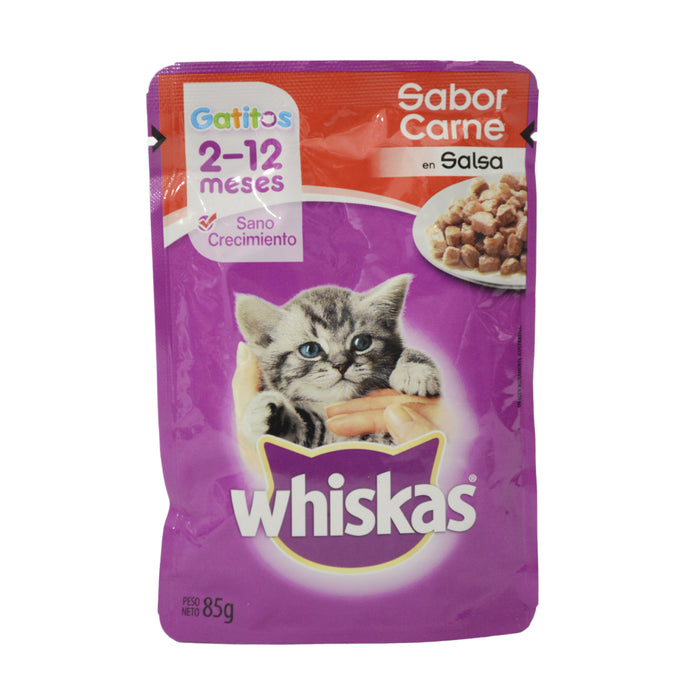 Alimento Whiskas Gatitos 2 A 12 Meses Sabor Carne X 85G