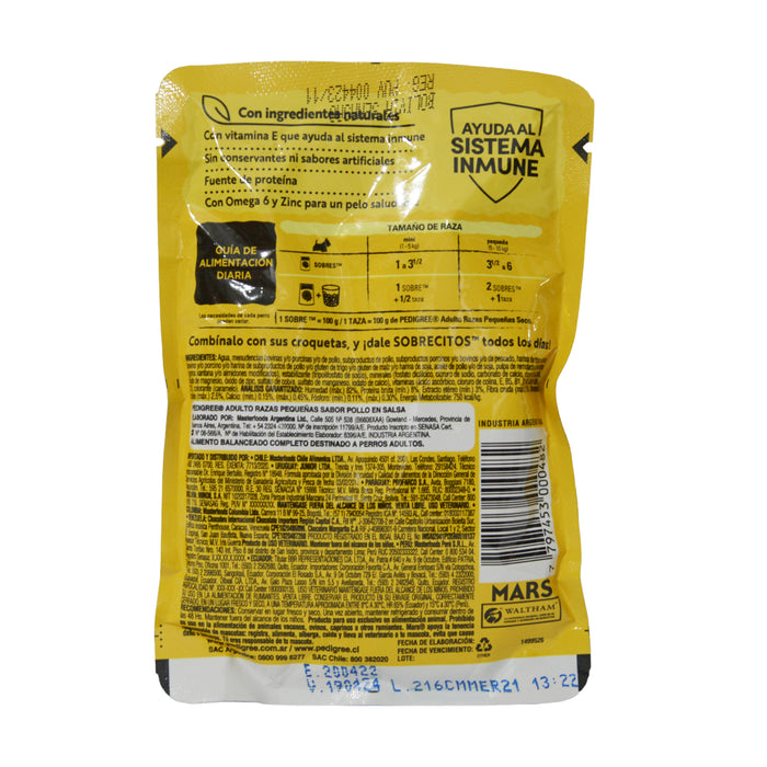 Alimento Pedigree Adulto Razas Pequeñas Sabor Pollo X 100G