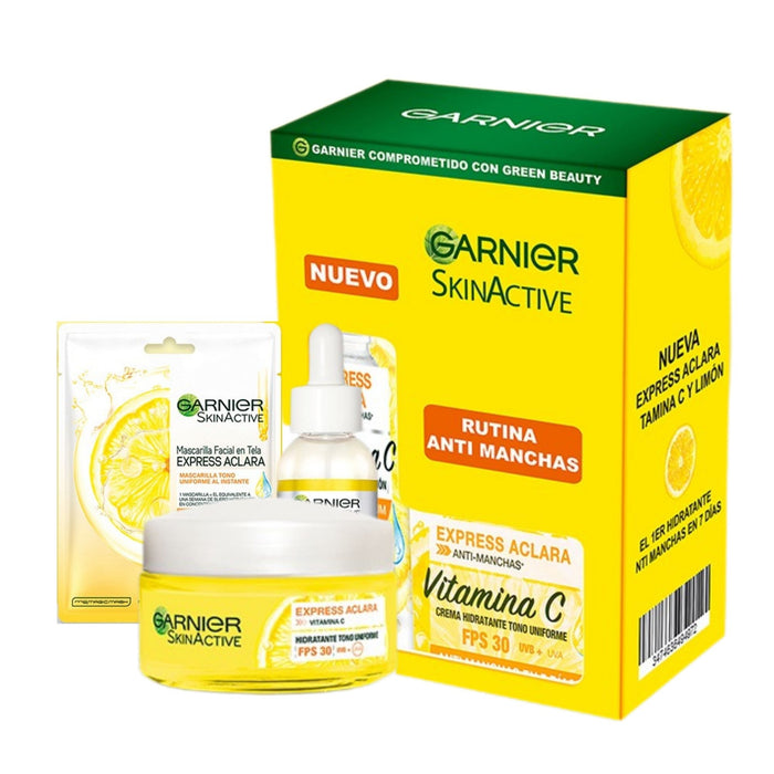 Pack Garnier Express Aclara Serum + Crema Fps30 + Mascarilla