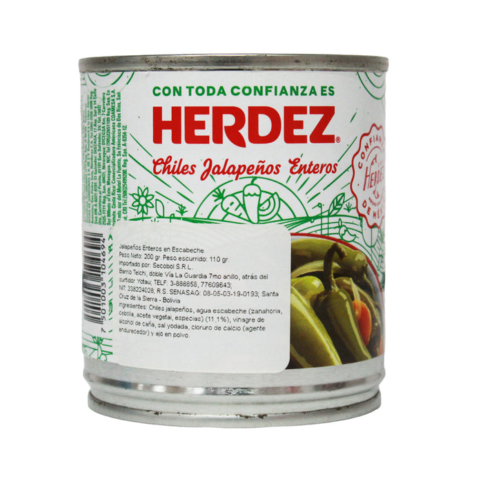 Chiles Jalapeños Herdez Enteros X 200G