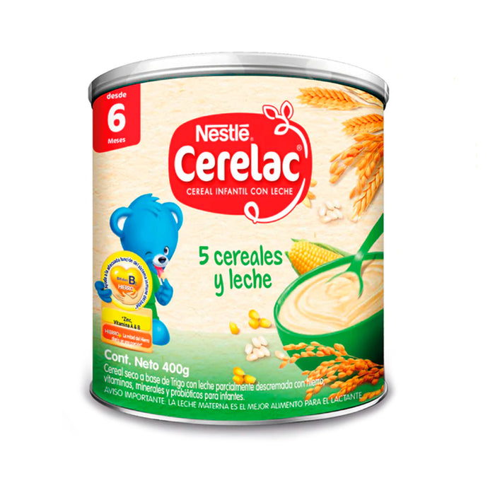 Cerelac 5 cereales y leche nuevo x 400gr
