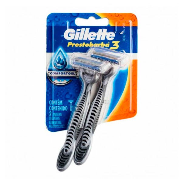 Afeitadora 3 Filos Gillette Prestobarba Para Hombre X 2 Unidades