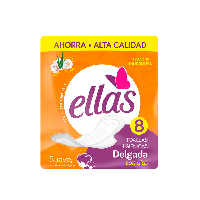 Toalla Ellas Delgada Con Alas X 8 Unidades