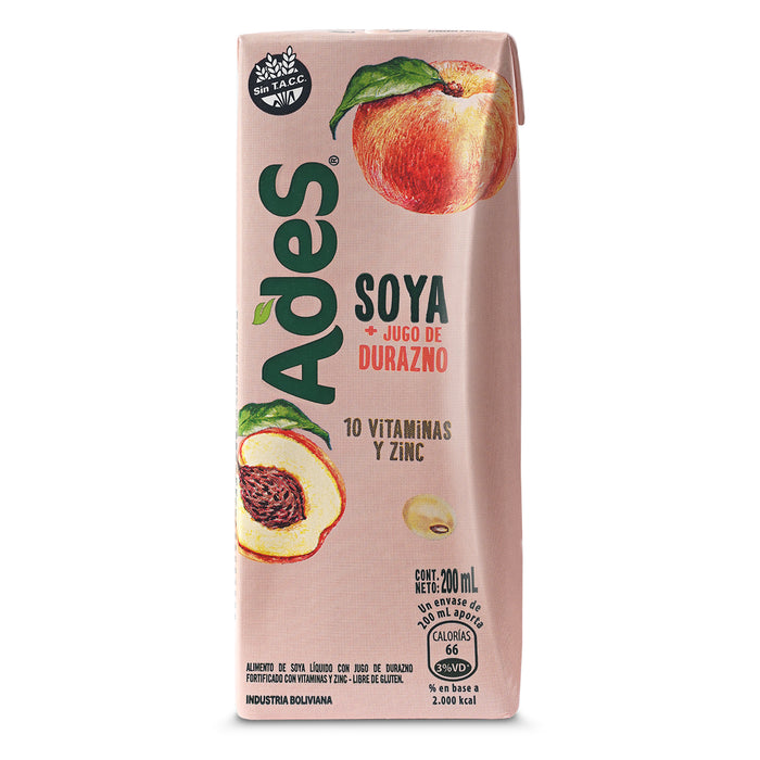 Ades Soya Durazno Sin Gluten X 200Ml