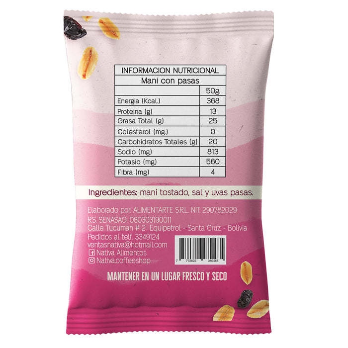 Alimentarte Mani Con Uvas Pasas X 80G