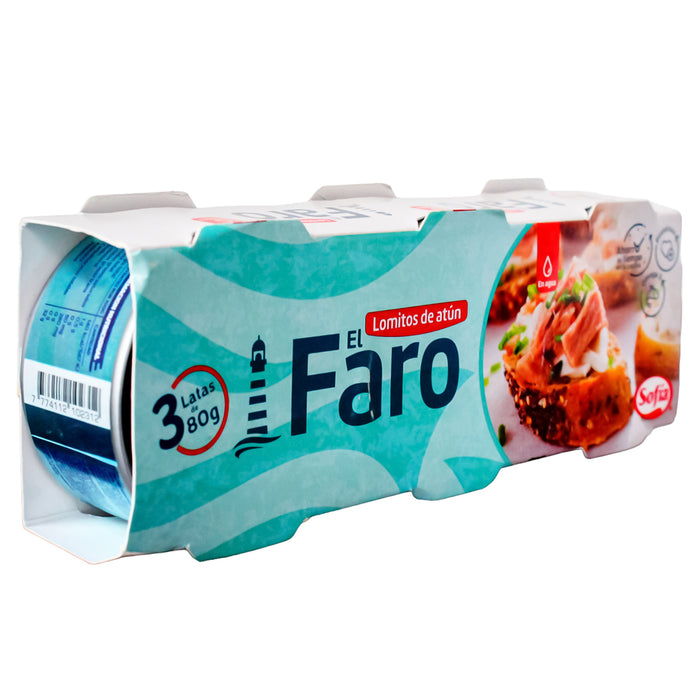 Lomito De Atún Sofía El Faro En Agua Pack 80G X 3 Unidades