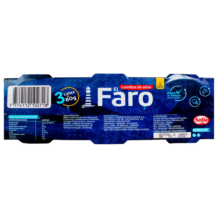 Lomito De Atún Sofía El Faro En Aceite Vegetal Pack 80G X 3 Unidades