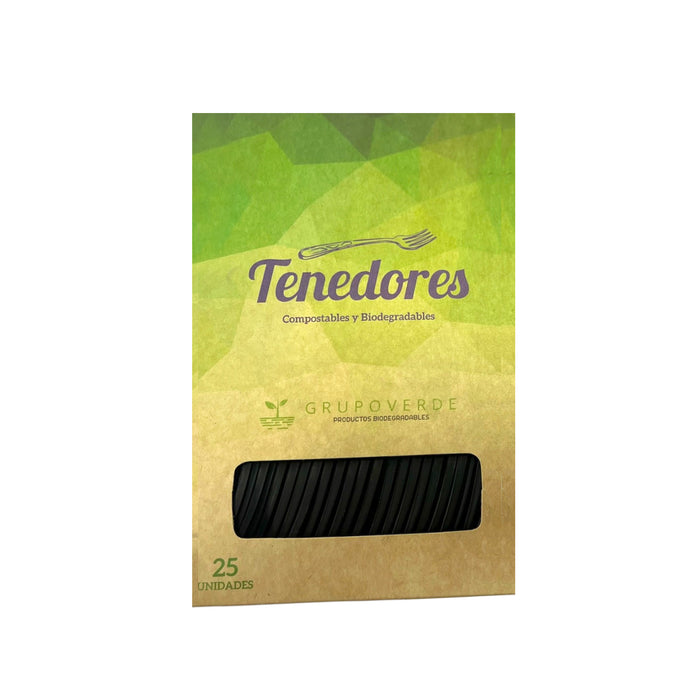 Tenedores Grupo Verde Biodegradables X 25 Unidades