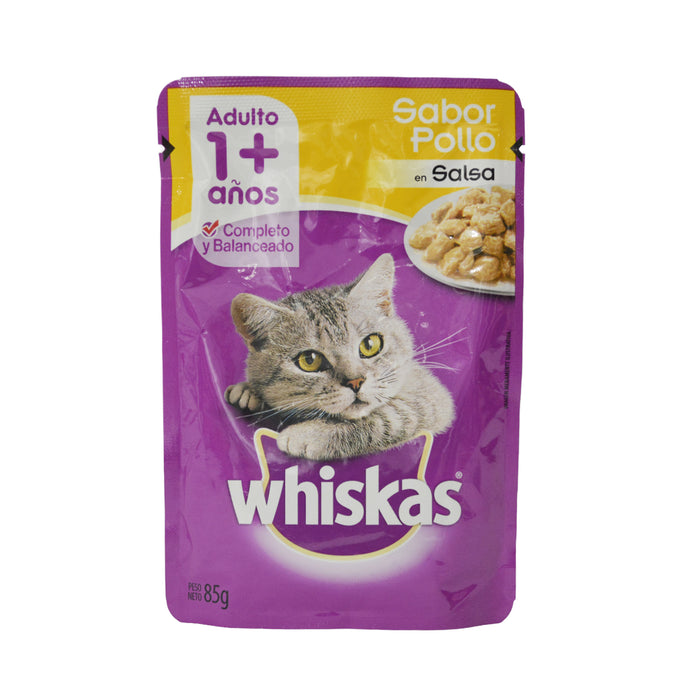 Alimento Whiskas Adulto 1+ Sabor Pollo En Salsa X 85G