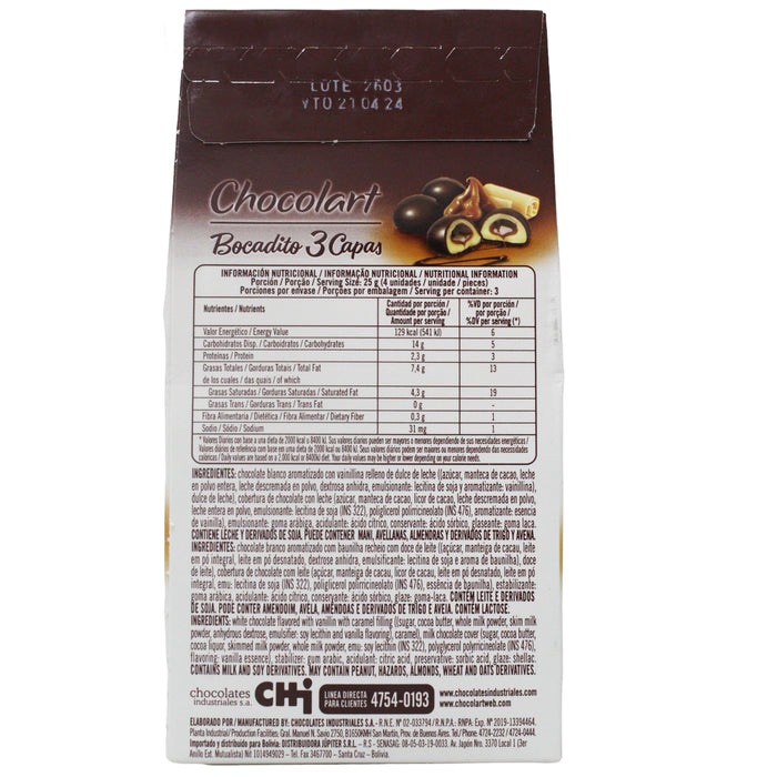Chocolart Bocaditos 3 Capas Chocolate Y Leche X 80G