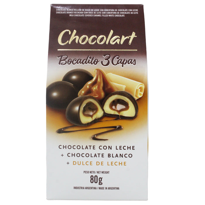 Chocolart Bocaditos 3 Capas Chocolate Y Leche X 80G