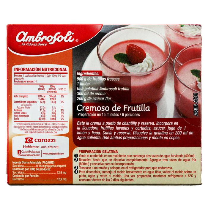 Ambrosoli Gelatina Sabor Frutilla X 100G