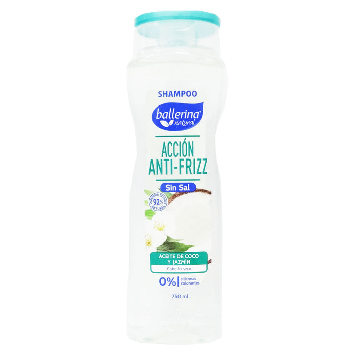 Ballerina shampoo accion anti-frizz sin sal x 750ml
