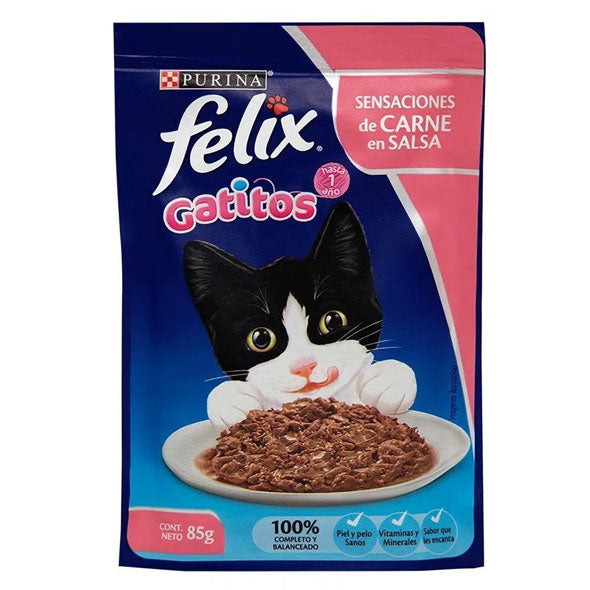 Alimento Purina Felix Gatitos Carne En Salsa X 85G