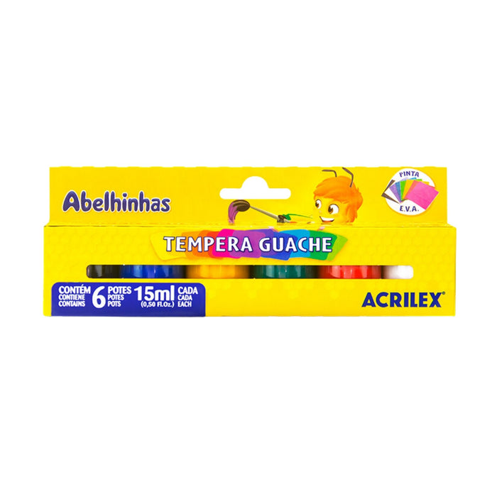 Acrilex Tempera Guache Colores 15Ml X 6 Frascos