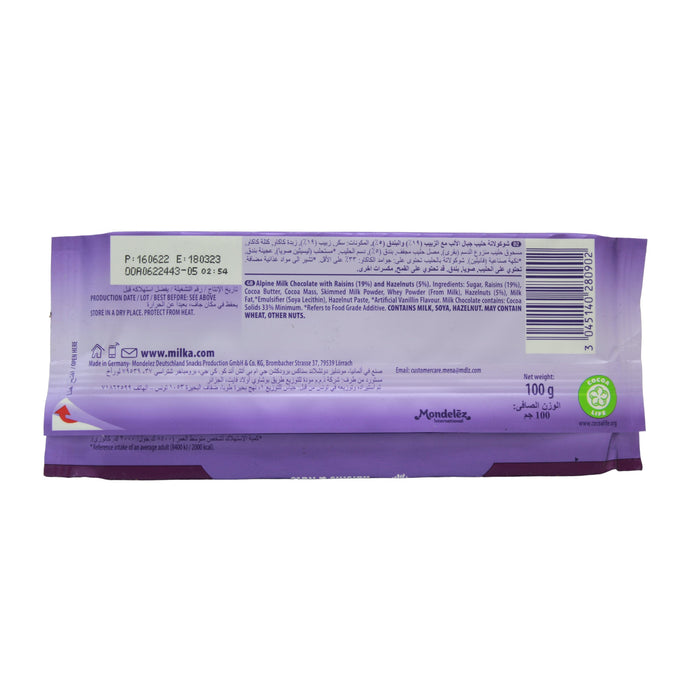Chocolate Milka Raisins & Nuts X 100G