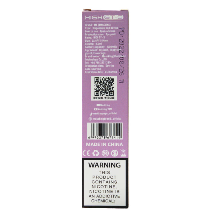 Maskking Gts High Vape Peach Grape X 50Ml