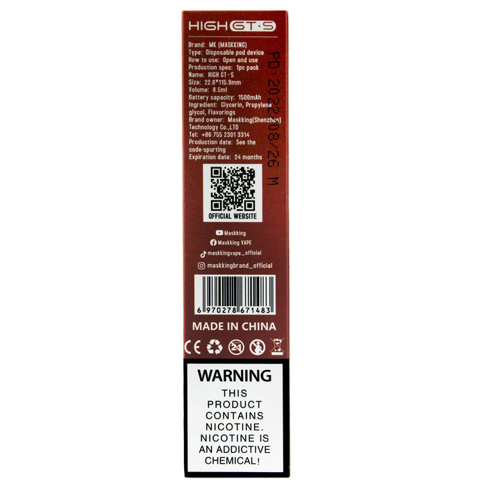 Maskking High Gts Vape Energy Juice X 50Ml