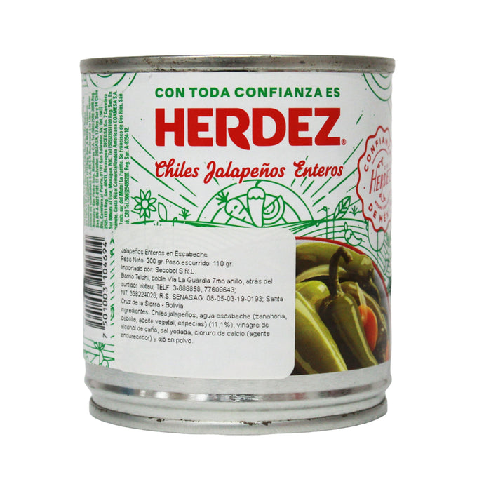 Chiles Jalapeños Herdez Enteros X 200G