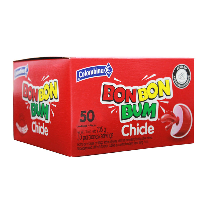 Bon Bon Bum Chicles Rojo Fresa Caja X 50 Unidades