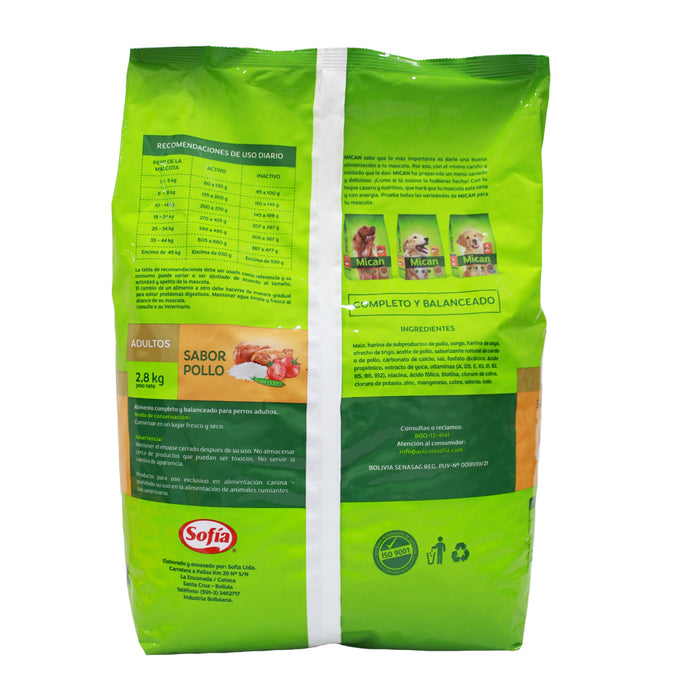 Alimento Canino Adultos Mican Sabor Pollo X 2.8Kg