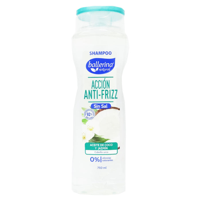Ballerina shampoo accion anti-frizz sin sal x 750ml
