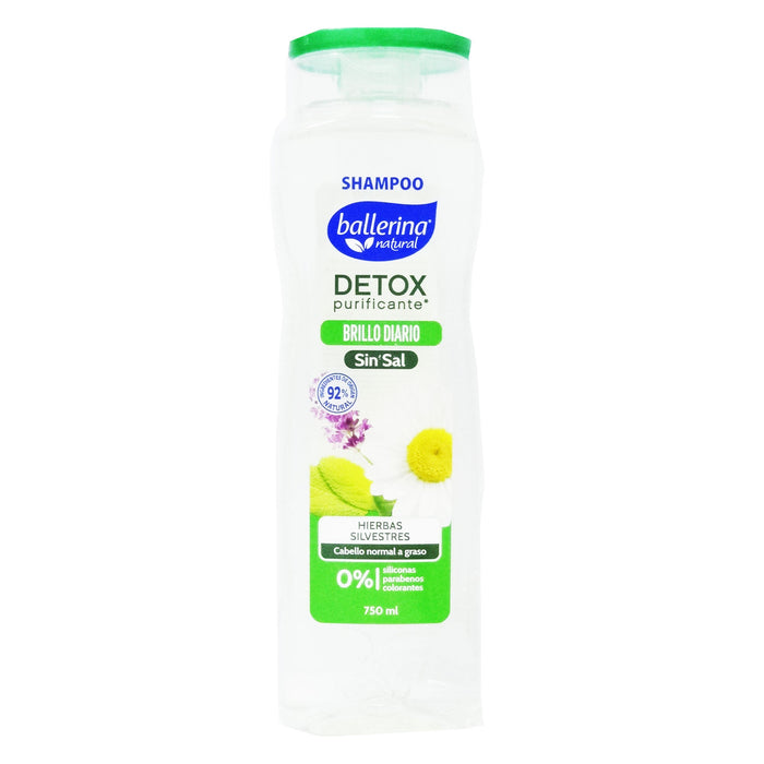 Ballerina shampoo detox brillo diario sin sal x 750ml