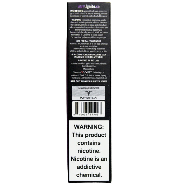 Ignite Vape Blueberry Raspberry Ice 2500 Puffs