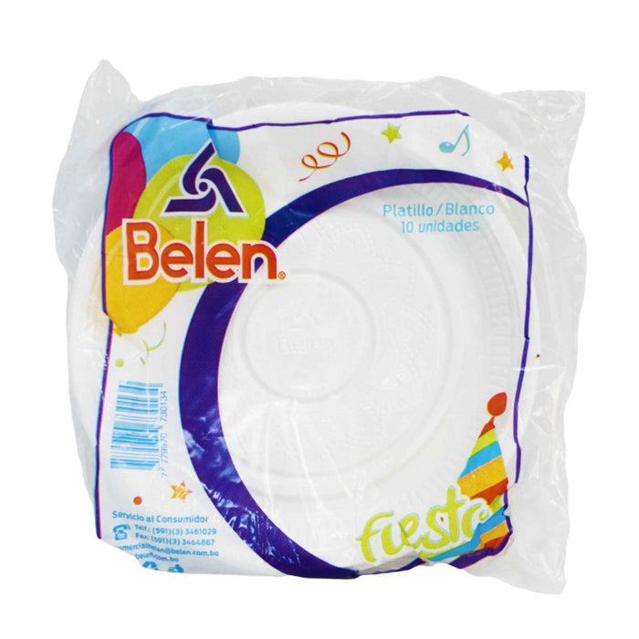 Belen Platillo Desechable Blanco X 10 Unid